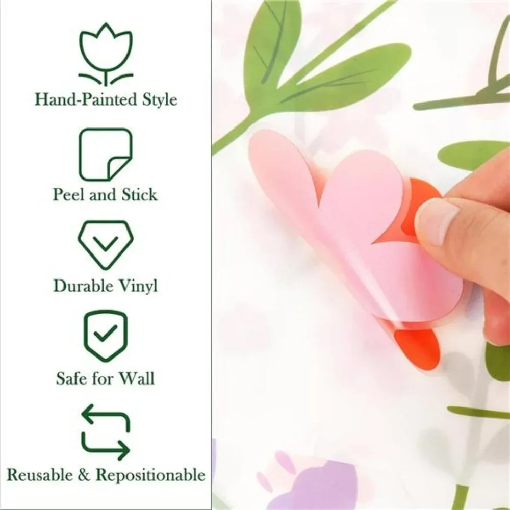 Floral Wall Decals 102 Pcs Peel Stick Flower Stickers Bedroom Kids Nursery Decor